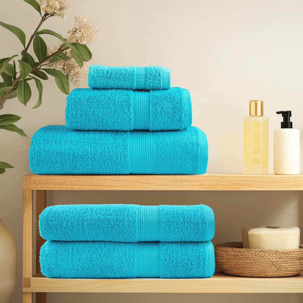 8 Piece Premium Towel Set SOLUND 600 gsm Turquoise