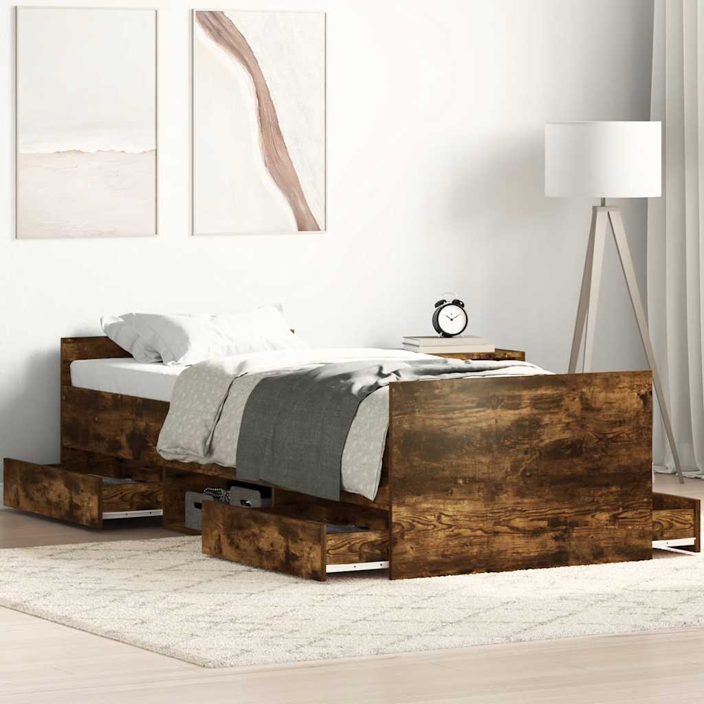 Bed Frame without Mattress 90x200 cm Smoked oak