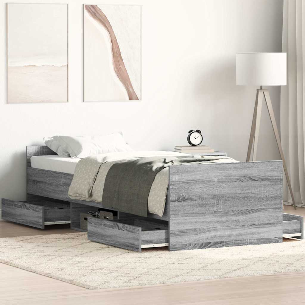 Bed Frame without Mattress 90x200 cm Grey sonoma