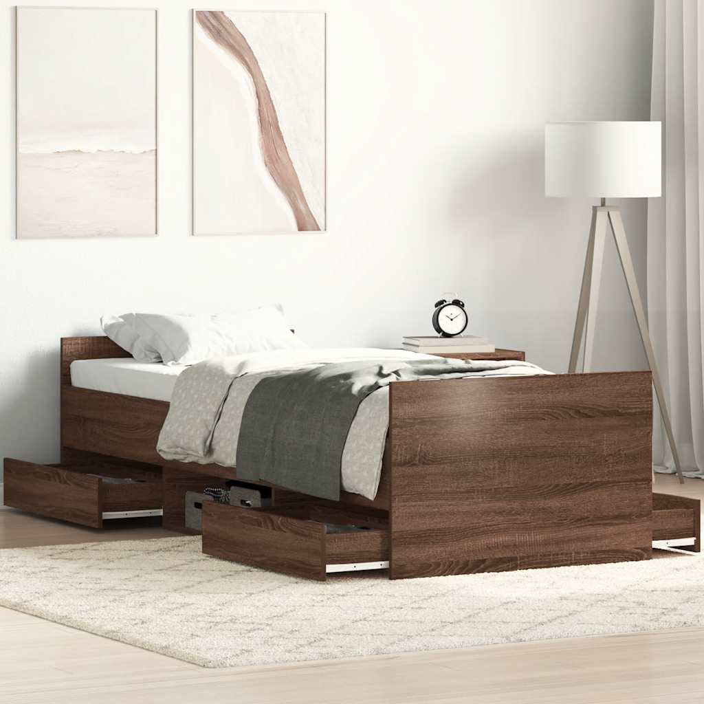 Bed Frame without Mattress 90x200 cm Brown oak