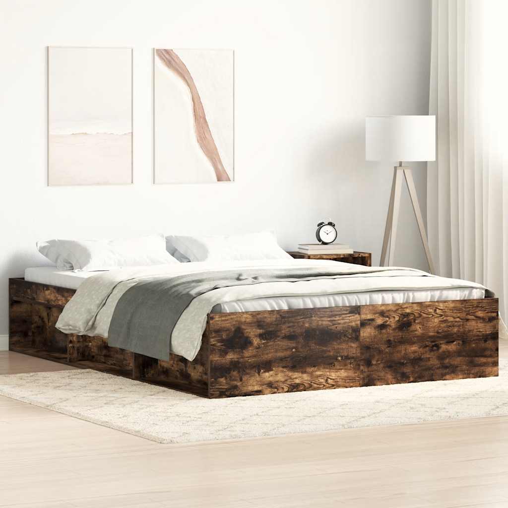 Bed Frame without Mattress 140x200 cm Smoked oak