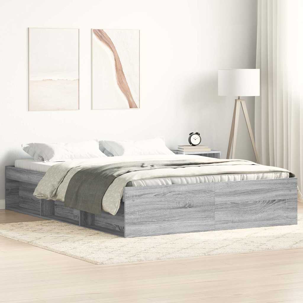 Bed Frame without Mattress 140x200 cm Grey sonoma
