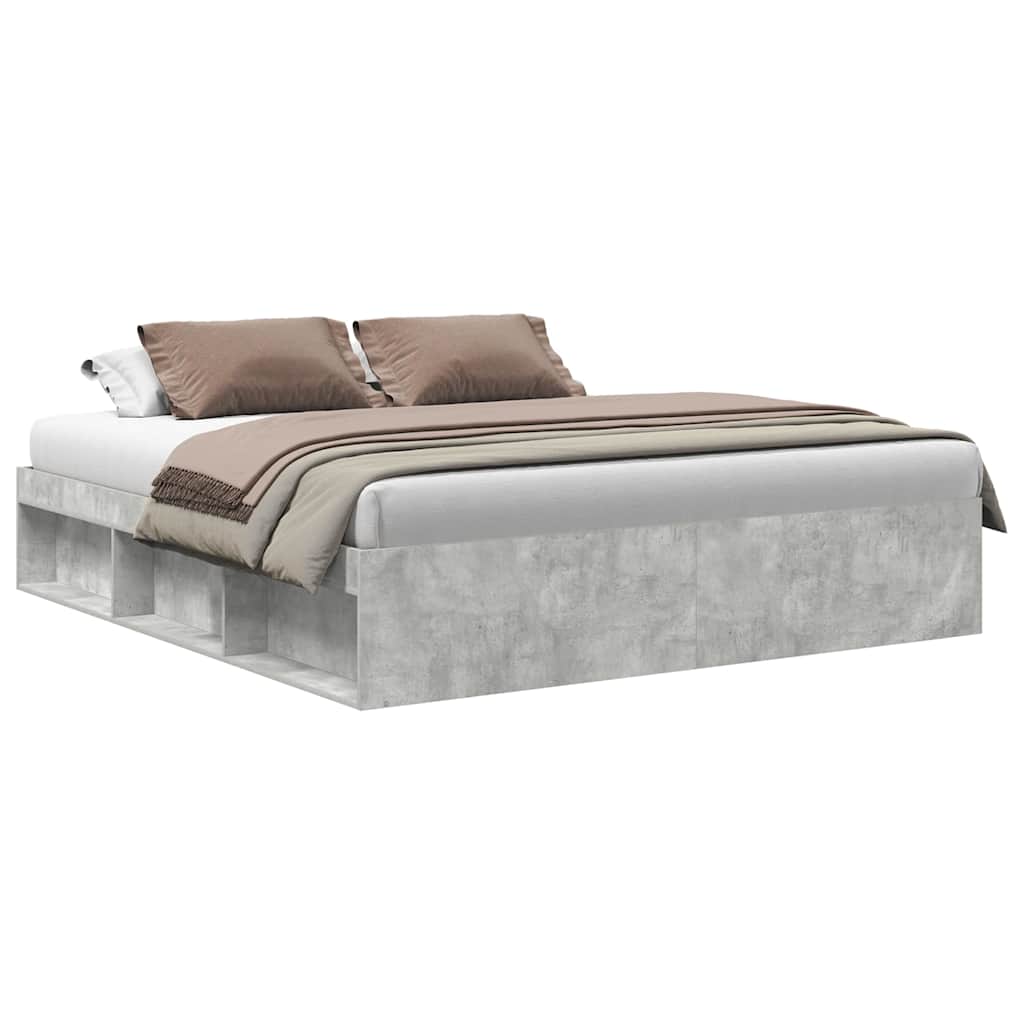 Bed Frame without Mattress 200x200 cm Length 200 cm Width 200 cm Concrete grey
