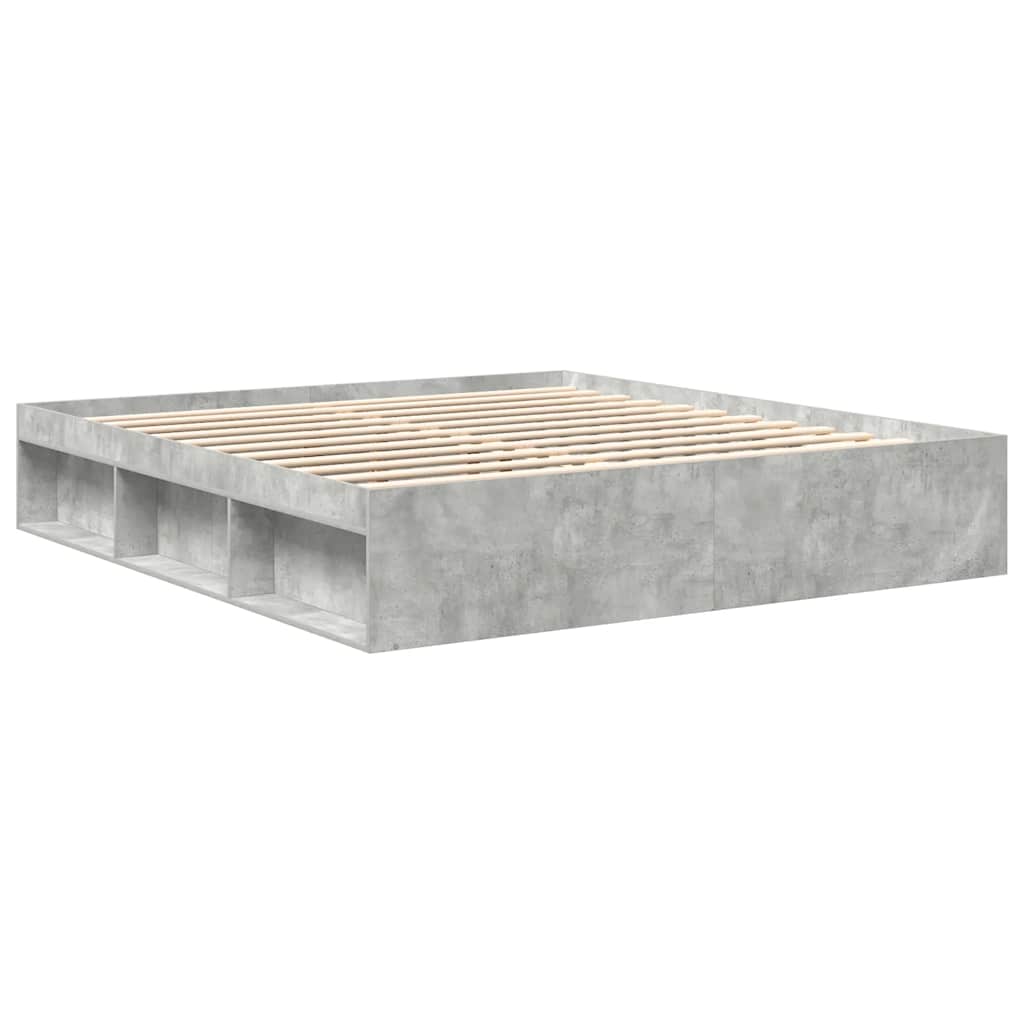 vidaXL Bed Frame without Mattress Concrete Grey 200x200 cm 3
