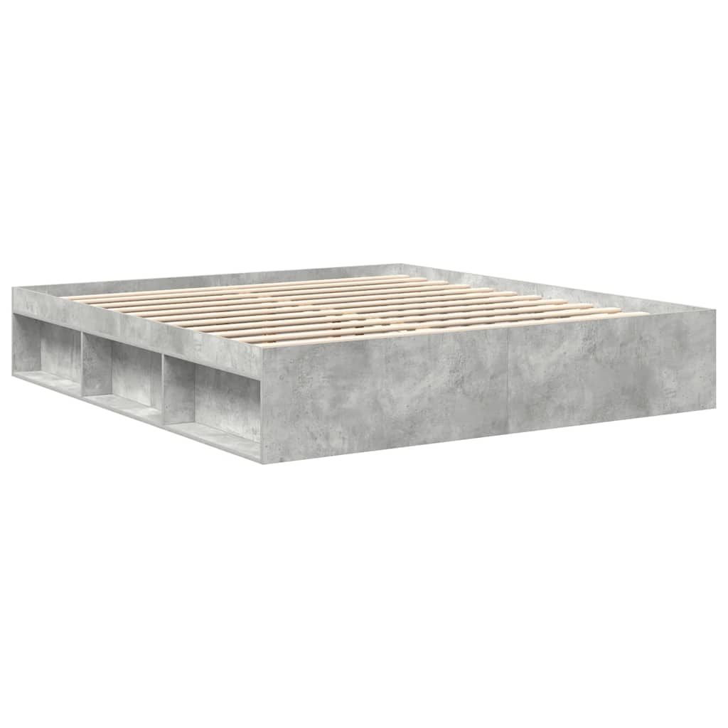 vidaXL Bed Frame without Mattress Concrete Grey 200x200 cm 5