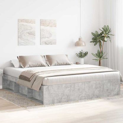 Bed Frame without Mattress 200x200 cm Length 200 cm Width 200 cm Concrete grey