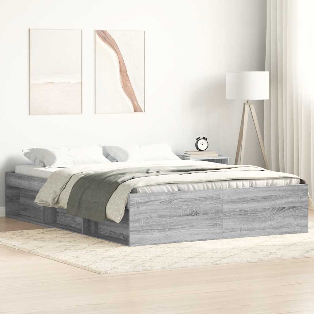 Bed Frame without Mattress 135x190 cm Double Grey sonoma