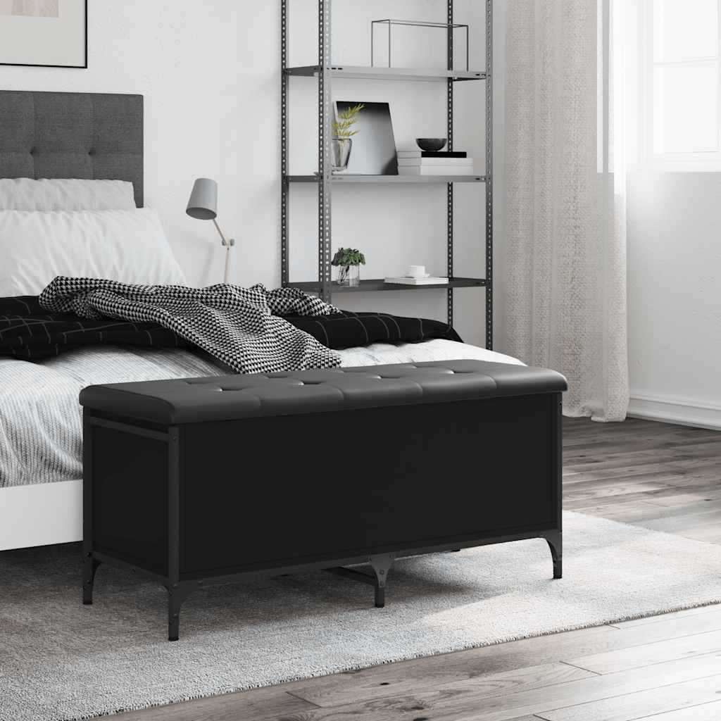 Storage Bench Engineered Wood Black