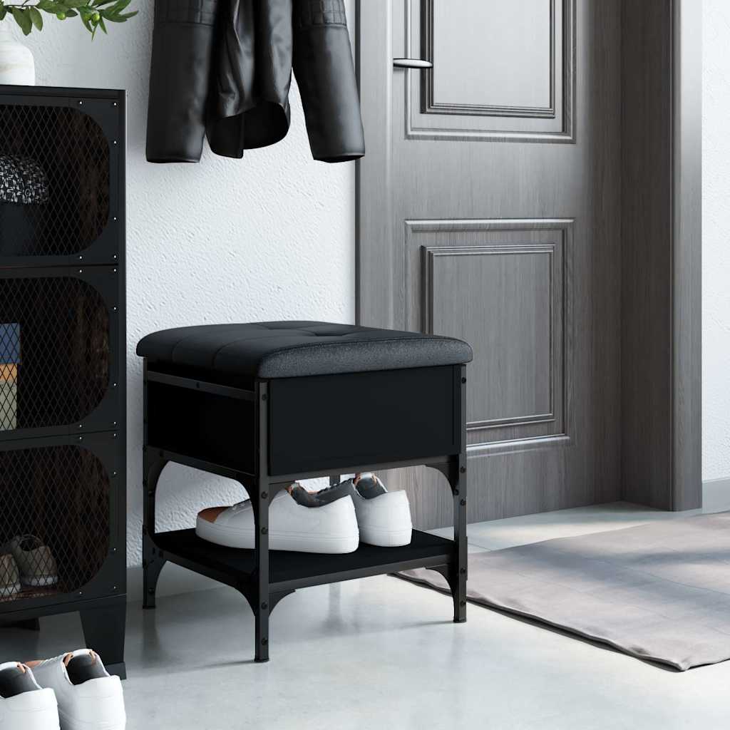 Shoe Bench Engineered Wood Black 42 x 42 x 45 cm
