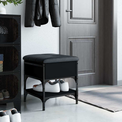Shoe Bench Engineered Wood Black 42 x 42 x 45 cm
