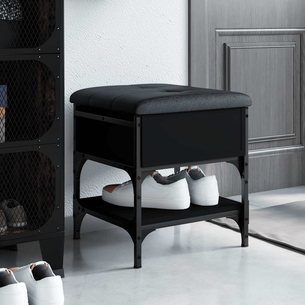 Shoe Bench Engineered Wood Black 42 x 42 x 45 cm