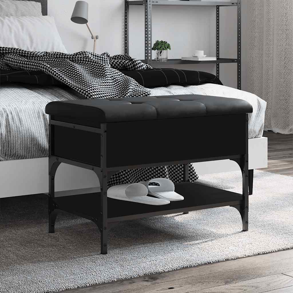 Shoe Bench Engineered Wood Black 62 x 42 x 45 cm