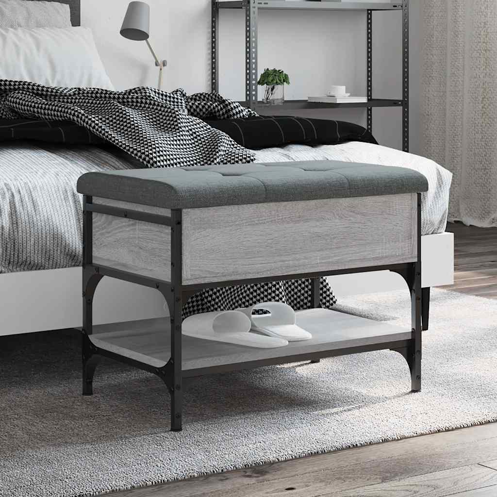 Shoe Bench Engineered Wood Grey sonoma 62 x 42 x 45 cm