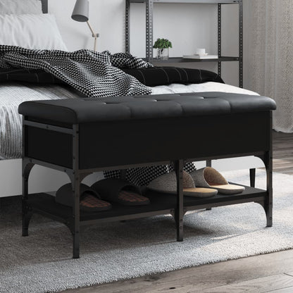 Shoe Bench Engineered Wood Black 82 x 42 x 45 cm