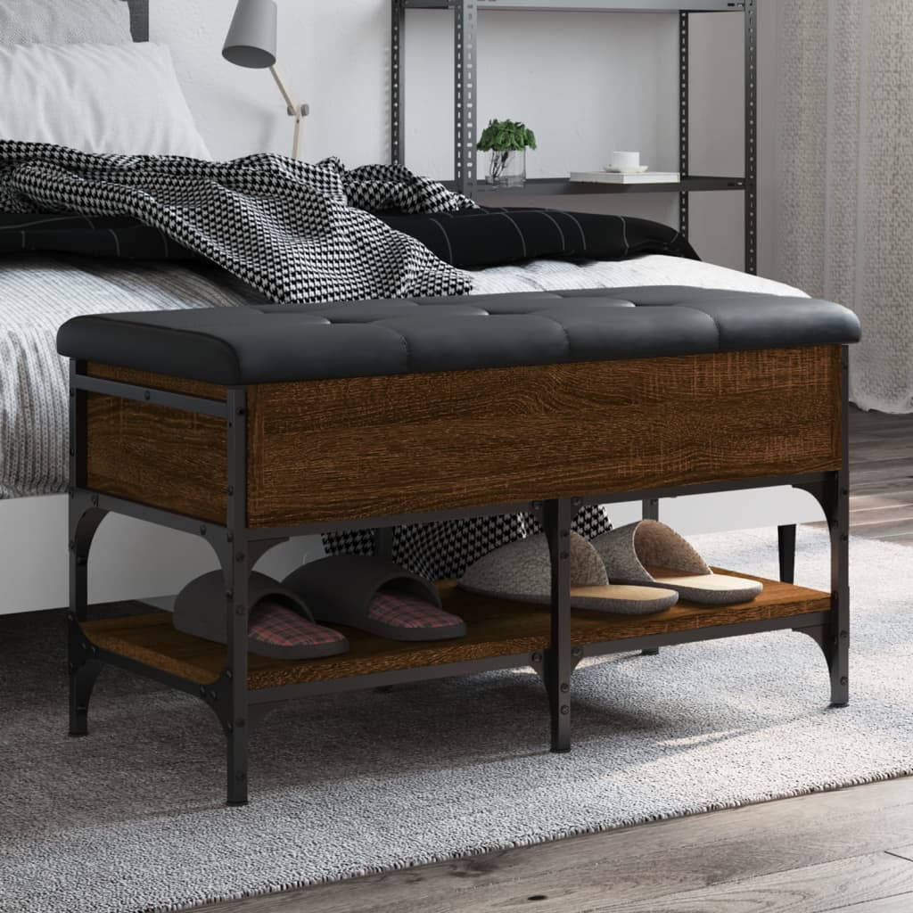 Shoe Bench Engineered Wood Brown oak 82 x 42 x 45 cm