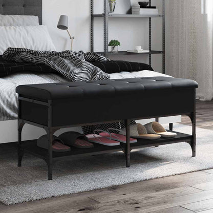 Shoe Bench Engineered Wood Black 102 x 42 x 45 cm