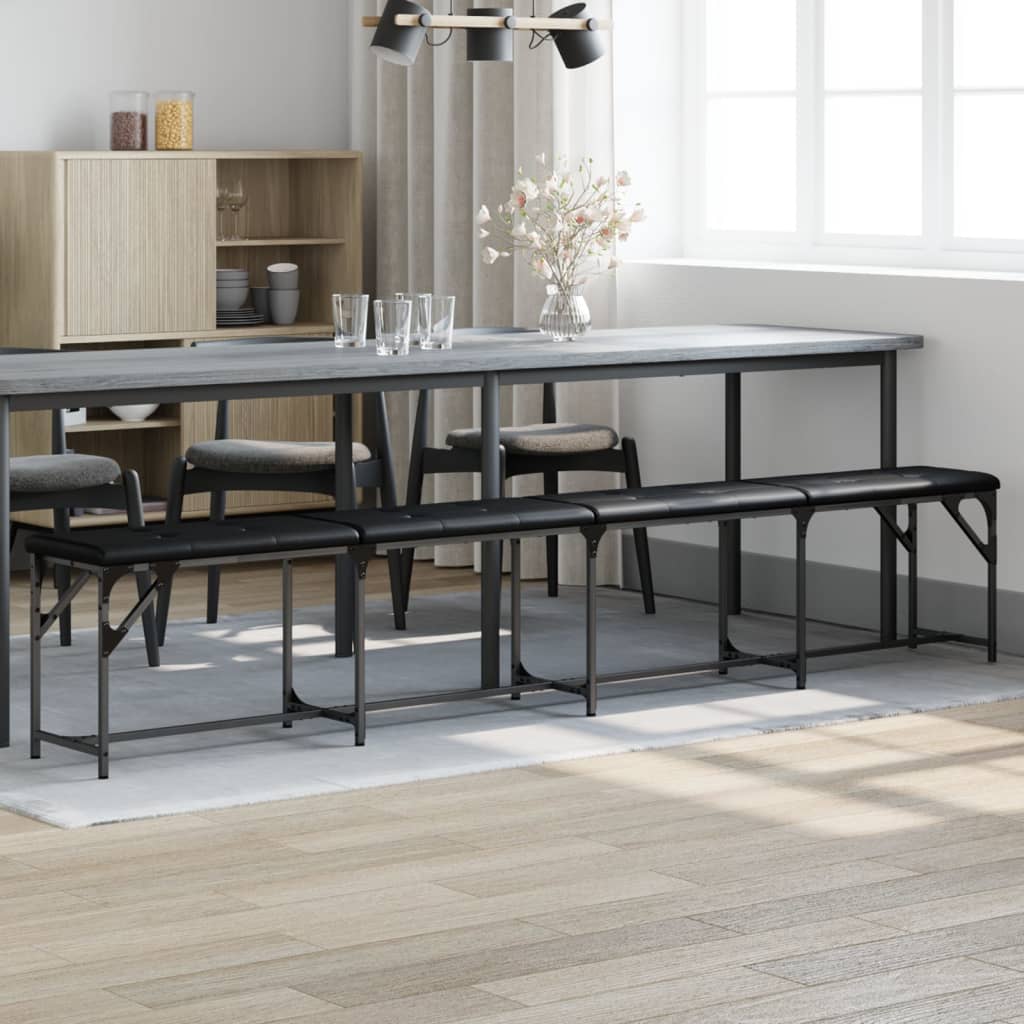 Dining Bench Steel and Fabric Black