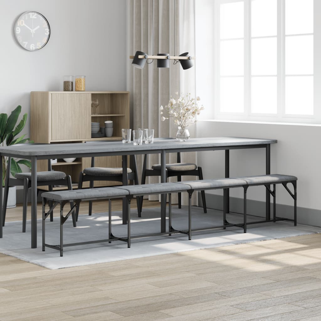 Dining Bench Steel and Fabric Light grey