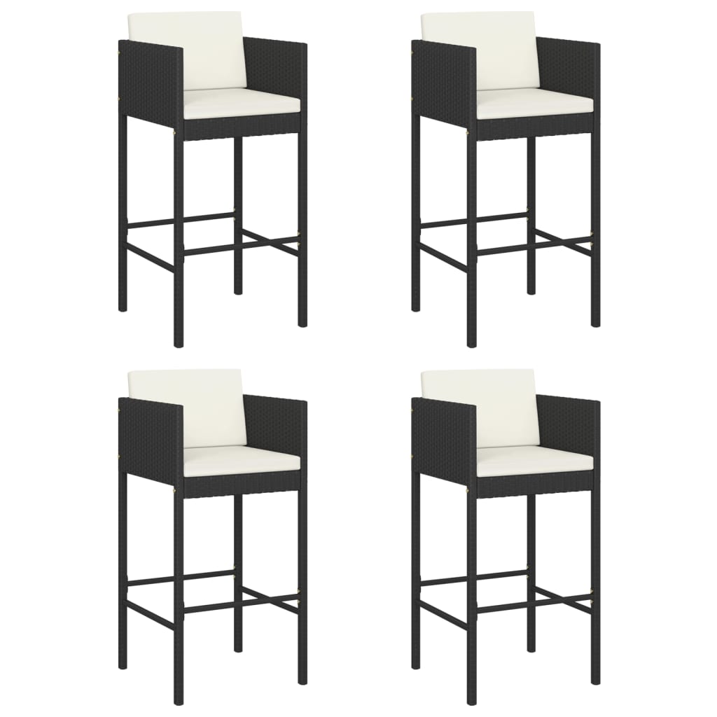vidaXL 5 Piece Garden Bar Set with Cushions Black Poly Rattan 3