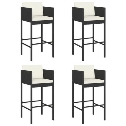 vidaXL 5 Piece Garden Bar Set with Cushions Black Poly Rattan 3