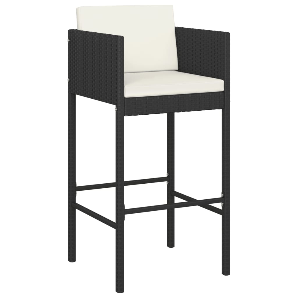 vidaXL 5 Piece Garden Bar Set with Cushions Black Poly Rattan 4