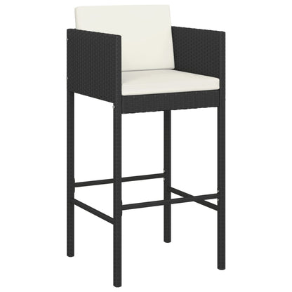 vidaXL 5 Piece Garden Bar Set with Cushions Black Poly Rattan 4