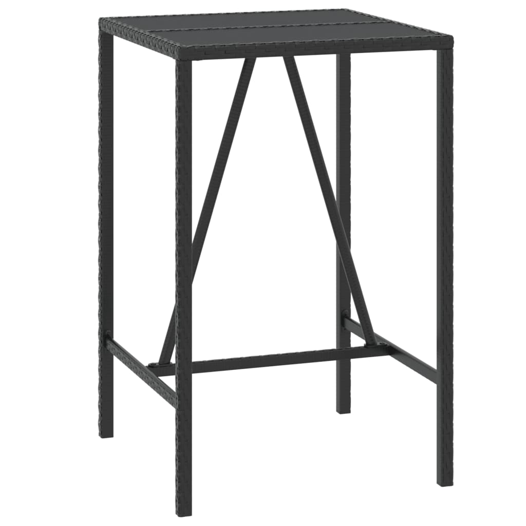vidaXL 5 Piece Garden Bar Set with Cushions Black Poly Rattan 6