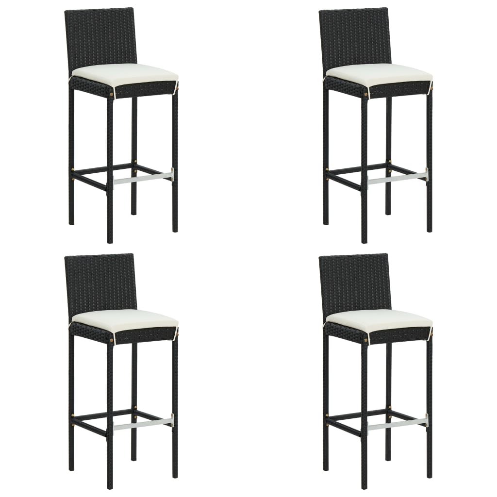vidaXL 5 Piece Garden Bar Set with Cushions Black Poly Rattan 4
