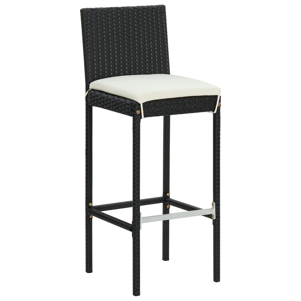 vidaXL 5 Piece Garden Bar Set with Cushions Black Poly Rattan 5