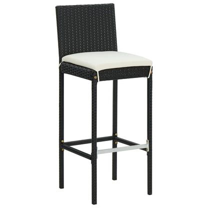 vidaXL 5 Piece Garden Bar Set with Cushions Black Poly Rattan 5