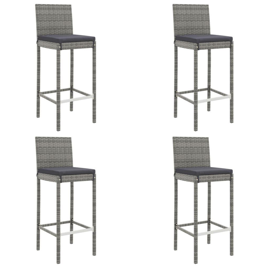 vidaXL 5 Piece Garden Bar Set with Cushions Grey Poly Rattan 4