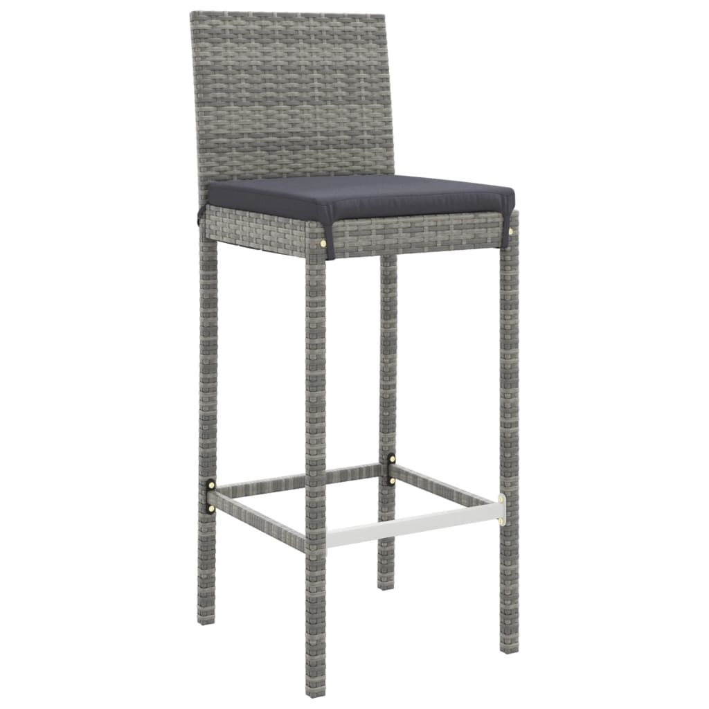 vidaXL 5 Piece Garden Bar Set with Cushions Grey Poly Rattan 5