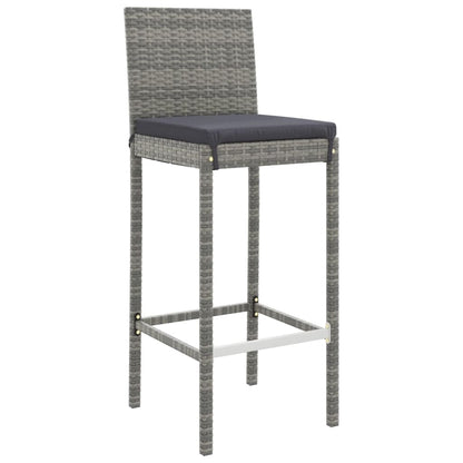 vidaXL 5 Piece Garden Bar Set with Cushions Grey Poly Rattan 5