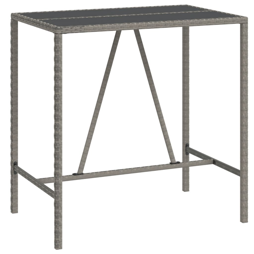 vidaXL 5 Piece Garden Bar Set with Cushions Grey Poly Rattan 6