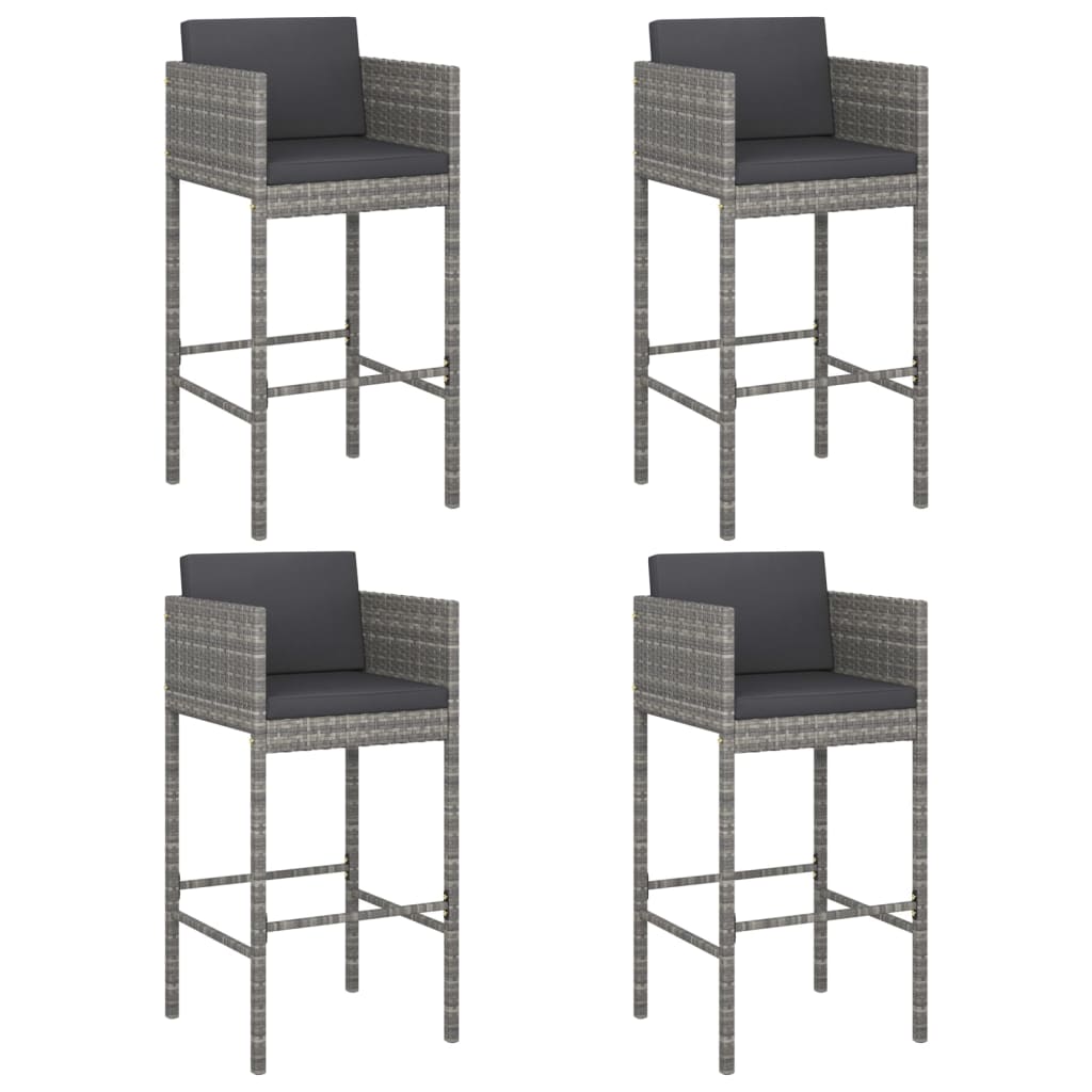 5 Piece Garden Bar Set with Cushions Poly Rattan 4
