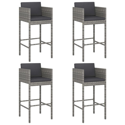 5 Piece Garden Bar Set with Cushions Poly Rattan 4