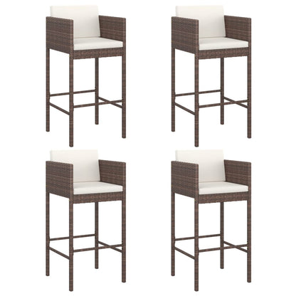 vidaXL 5 Piece Garden Bar Set with Cushions Brown Poly Rattan 3