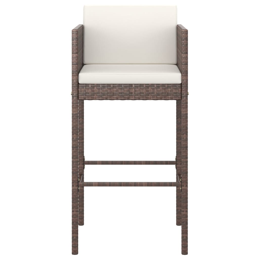 vidaXL 5 Piece Garden Bar Set with Cushions Brown Poly Rattan 5