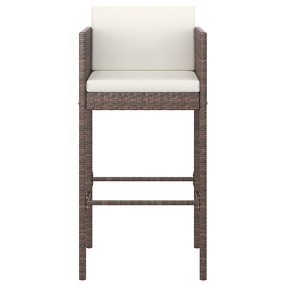 vidaXL 5 Piece Garden Bar Set with Cushions Brown Poly Rattan 5