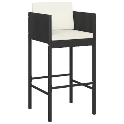 vidaXL 5 Piece Garden Bar Set with Cushions Black Poly Rattan 4