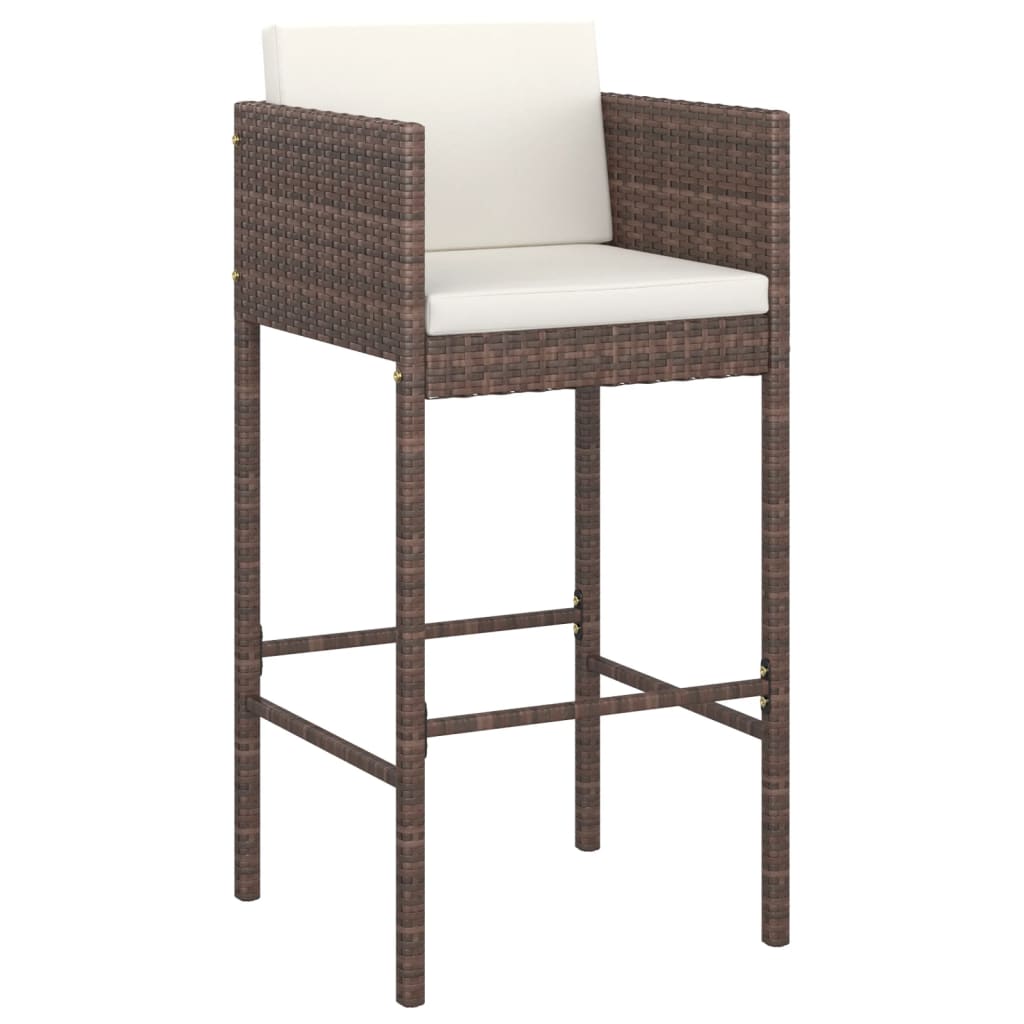 vidaXL 5 Piece Garden Bar Set with Cushions Brown Poly Rattan 4