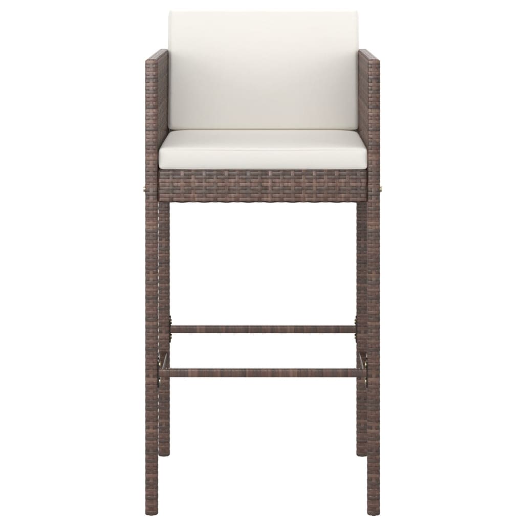 vidaXL 5 Piece Garden Bar Set with Cushions Brown Poly Rattan 5