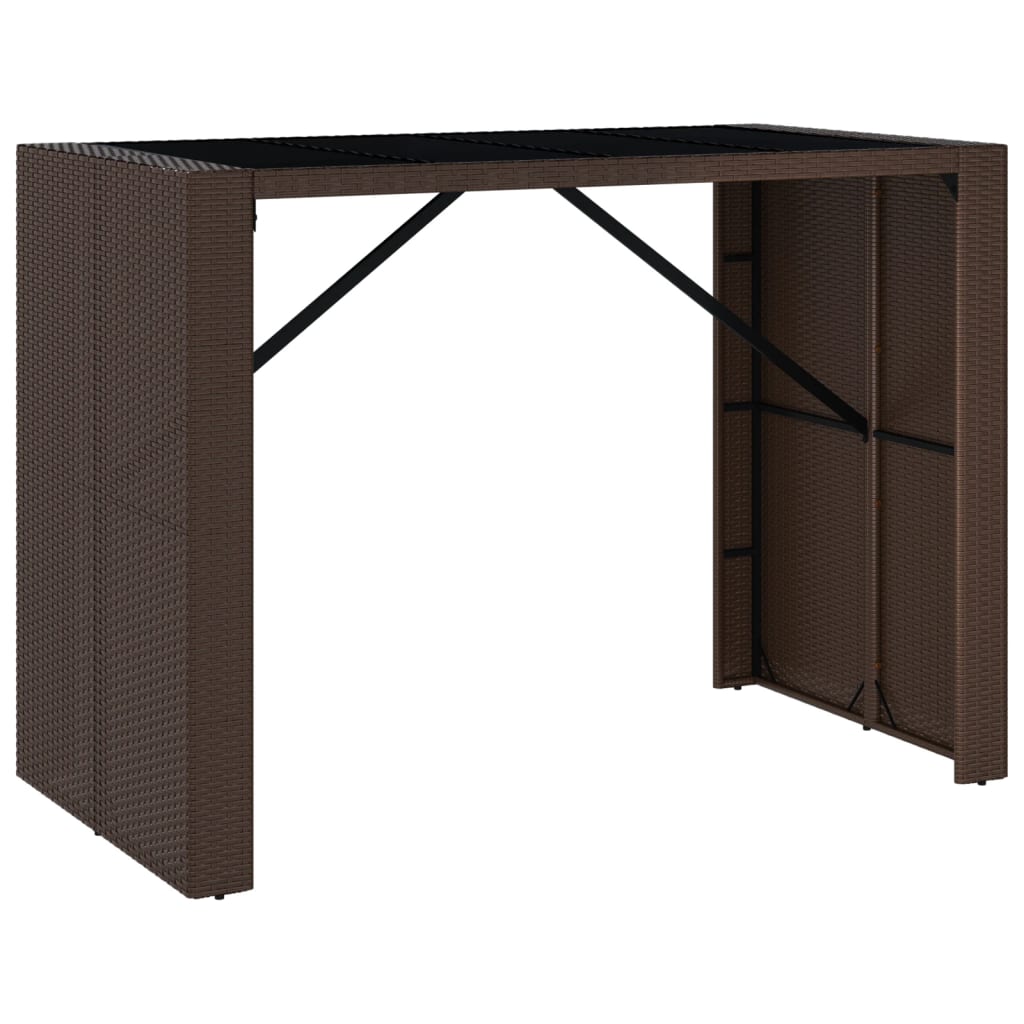 vidaXL 5 Piece Garden Bar Set with Cushions Brown Poly Rattan 6