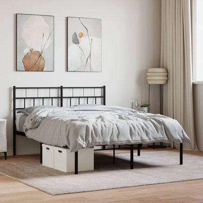 Metal Bed Frame without Mattress with Headboard Black 140 cm 190 cm