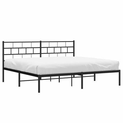 Metal Bed Frame without Mattress with Headboard Black 193 cm 203 cm