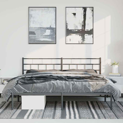 Metal Bed Frame without Mattress with Headboard Black 193 cm 203 cm