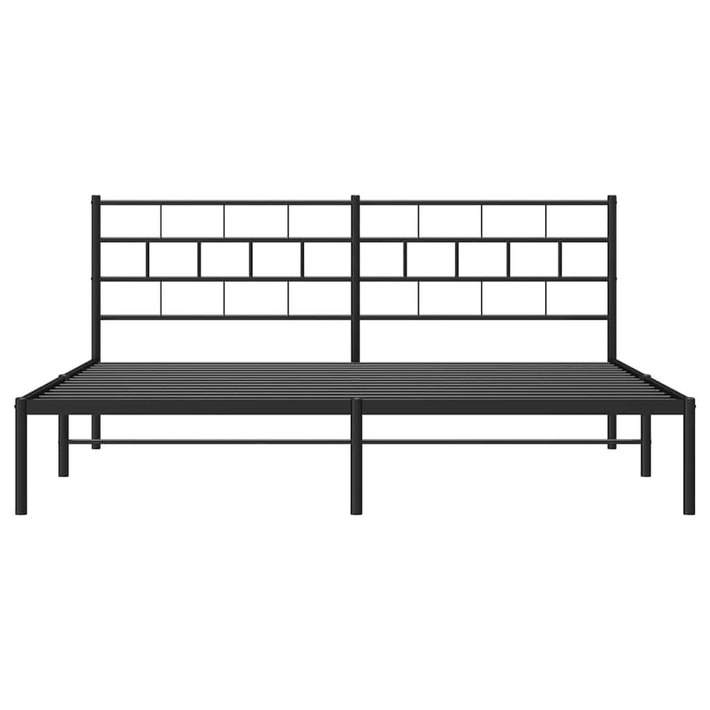 Metal Bed Frame without Mattress with Headboard Black 193 cm 203 cm