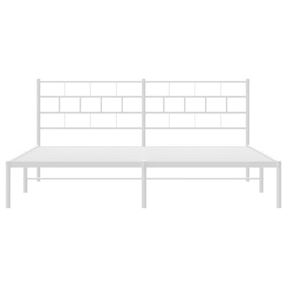 Metal Bed Frame without Mattress with Headboard White 193 cm 203 cm