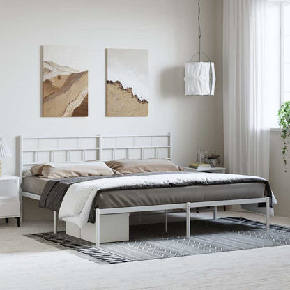 Metal Bed Frame without Mattress with Headboard White 193 cm 203 cm