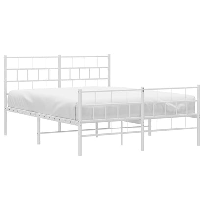 Metal Bed Frame without Mattress with Footboard with Headboard & Footboard White 150 cm 200 cm
